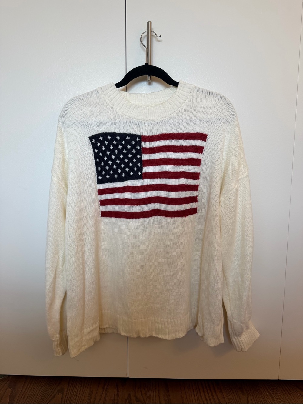 Cream American Flag Knit Sweater - Men